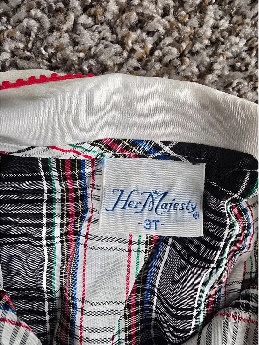 Vintage Her majesty Toddler Girls Sz 3T Tartan Plaid Collared Dress Holiday